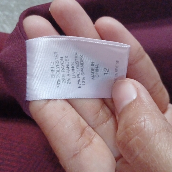 New York & Com Women Stretch Pencil Dress Herringbone Pattern 12 Red Burgundy. - Picture 12 of 13